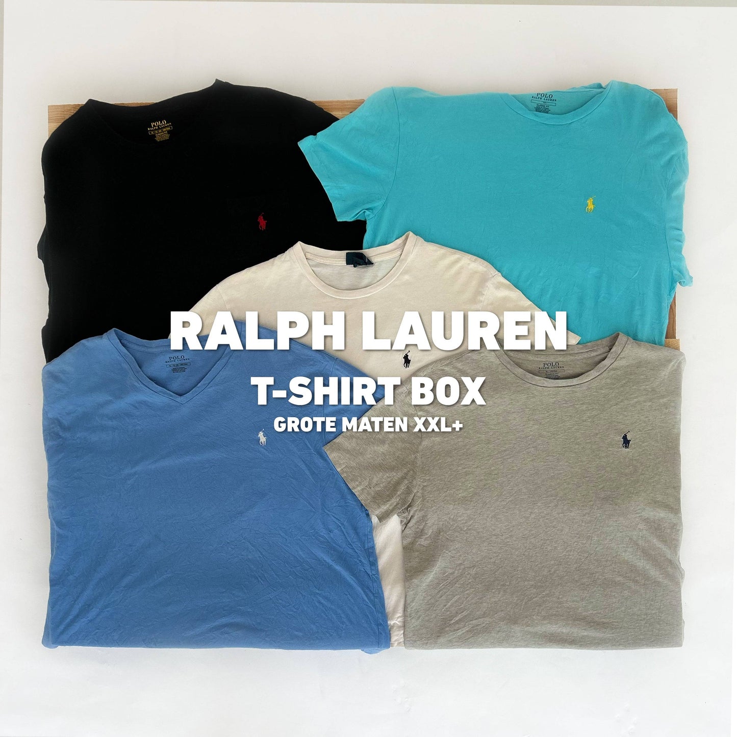 5 vintage Ralph Lauren T-shirts in grote maten, perfect voor plus size vintage stijl.