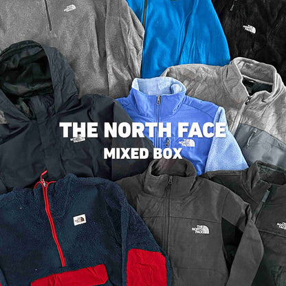 Duurzame The North Face Mixed Box met tweedehands outdoor kleding in bulk, ideaal voor resale via Vintagebulk wholesale platform.