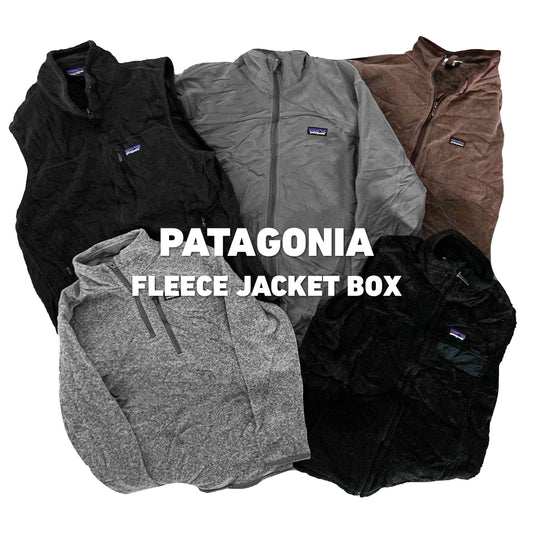 Mix van vijf vintage Patagonia fleece jassen uit de Fleece Jacket Box | Vintagebulk, perfect voor actieve kledinggroothandel en duurzame mode.