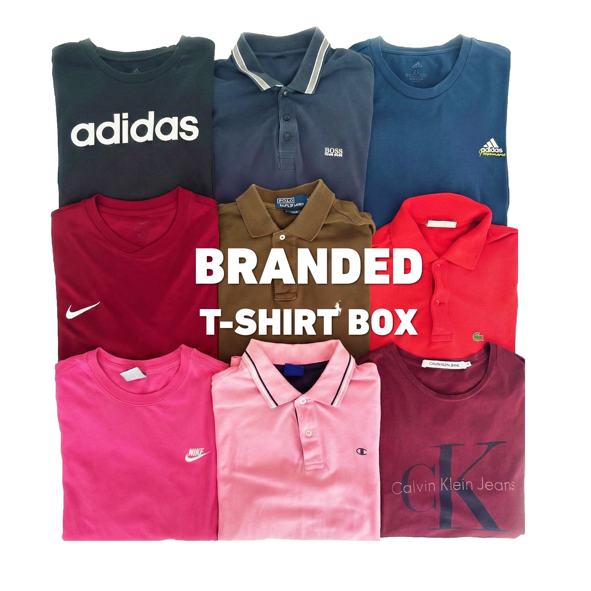 Mix van 9 merk t-shirts en polo's van Adidas, Nike, Ralph Lauren en Calvin Klein in een kledingpakket