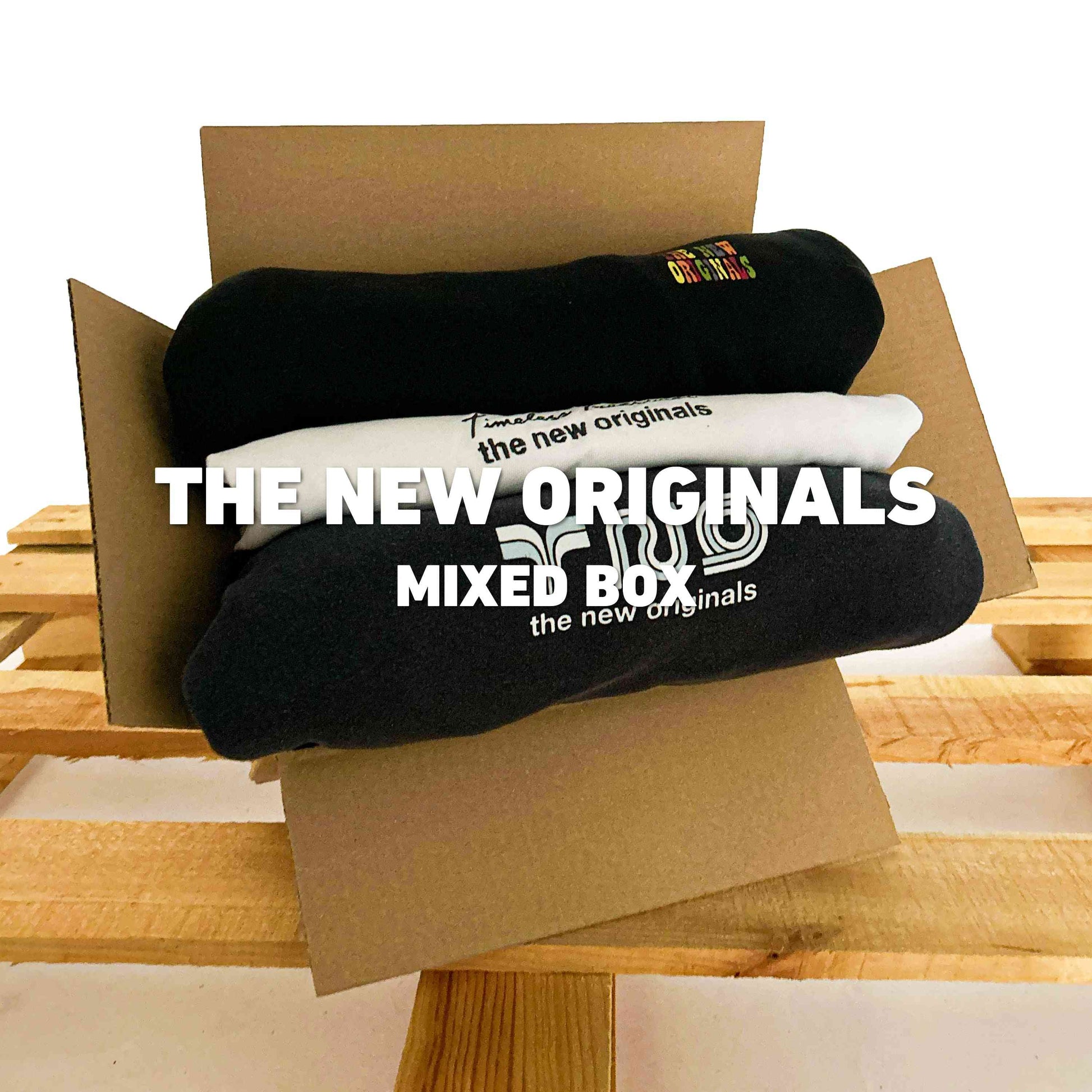 The New Originals (TNO) mixed box op een pallet, ideaal voor vintage ondernemers en streetwear resellers.